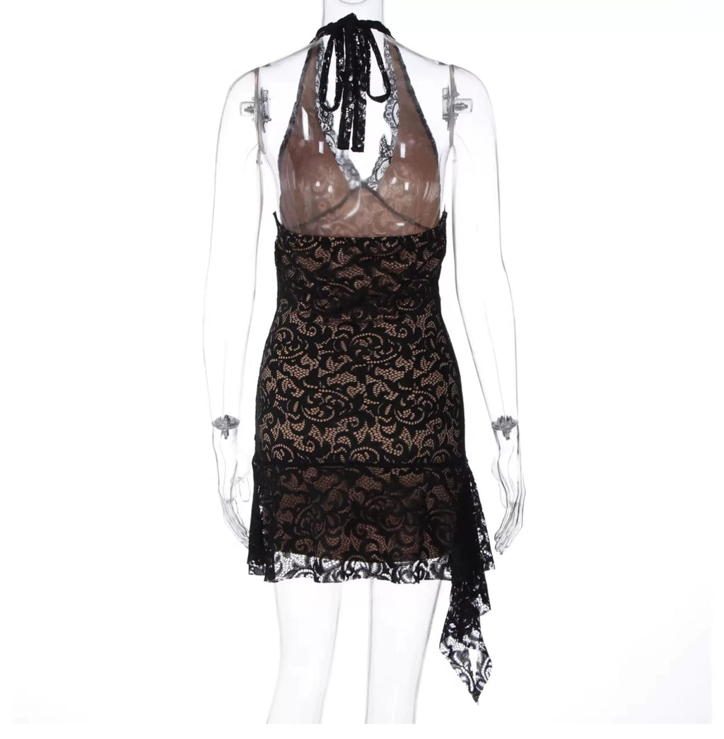 Elysia Lace Halter Mini Dress