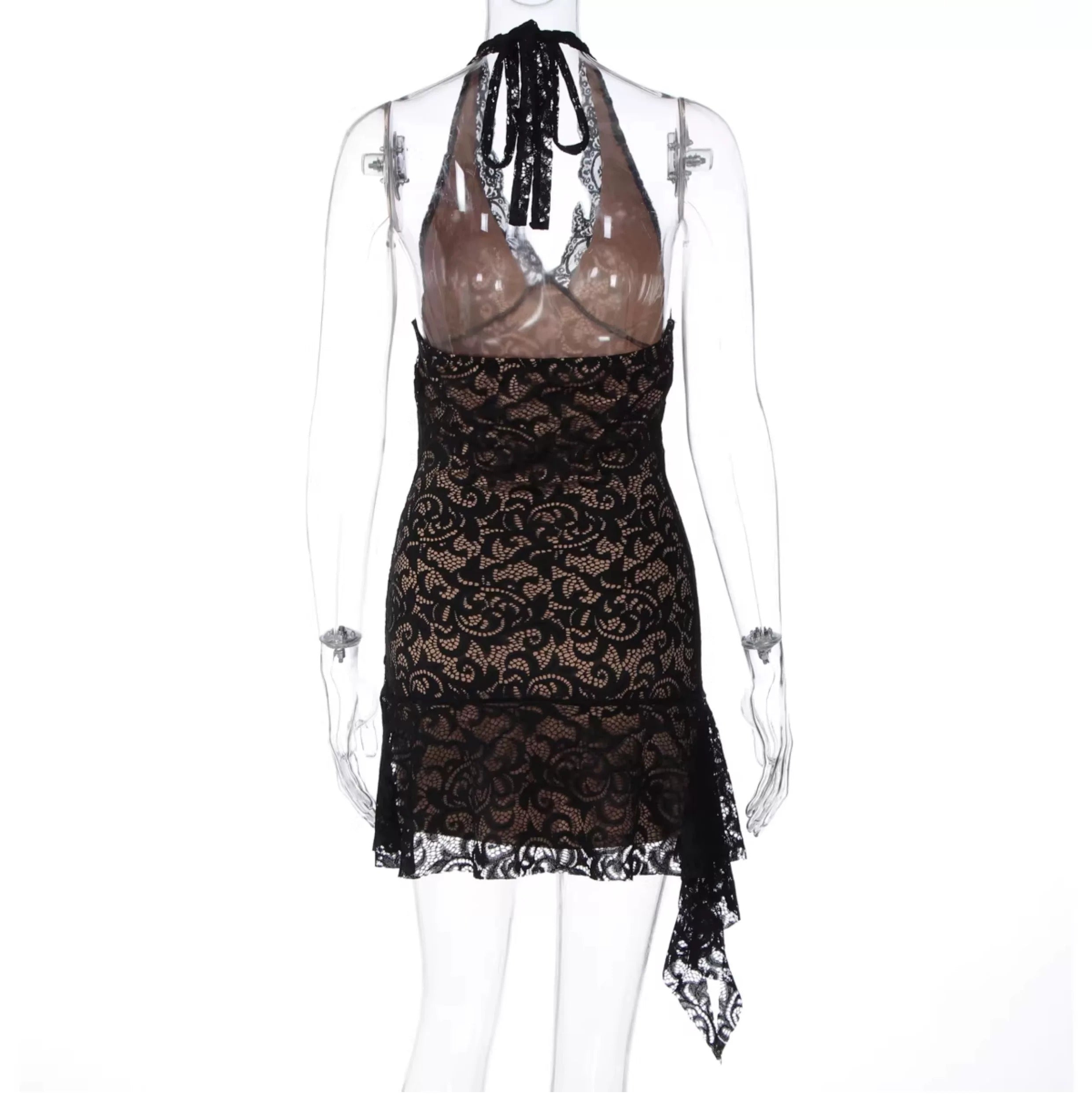 Elysia Lace Halter Mini Dress