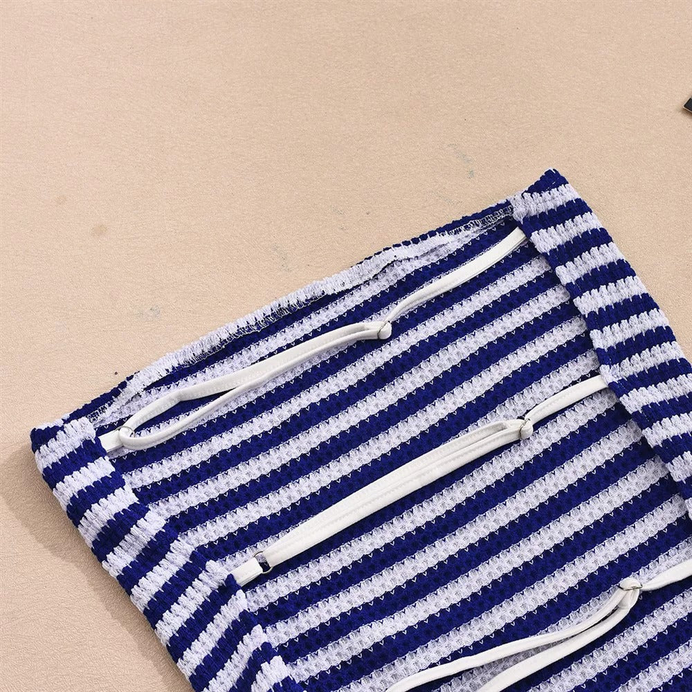 Elira Coastal Stripe Knit Shorts Set
