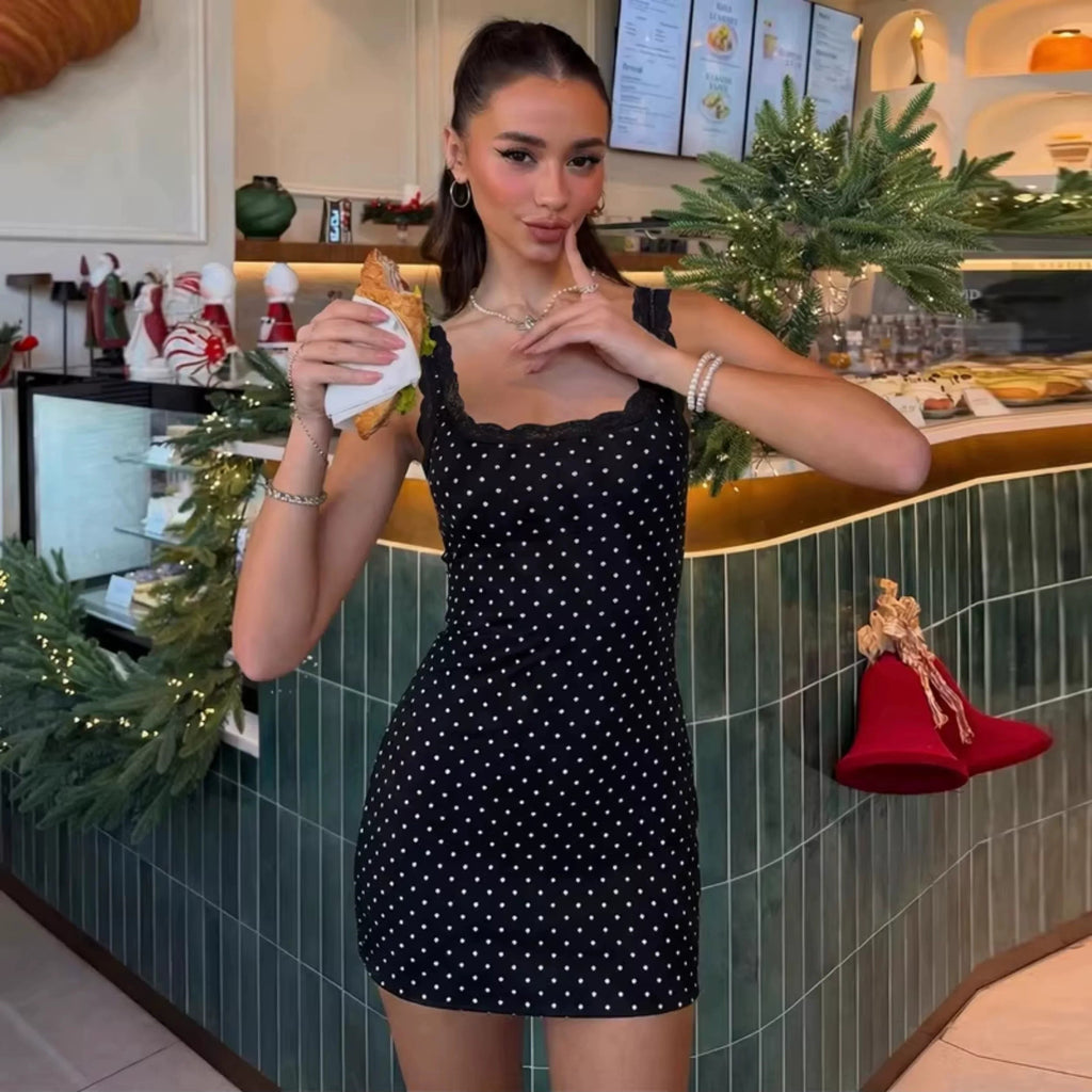 Cerys Polka Lace Mini Dress