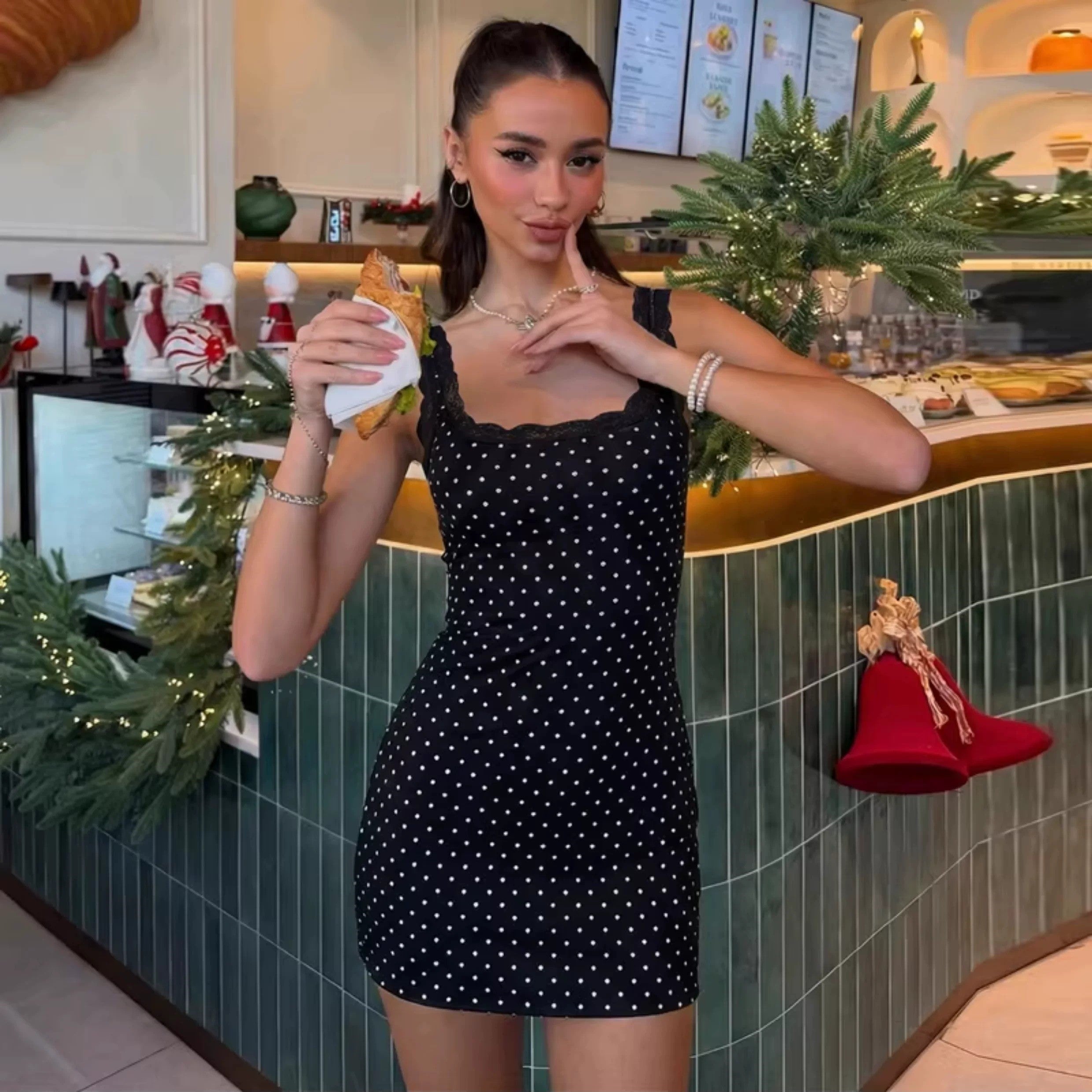 Cerys Polka Lace Mini Dress
