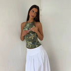 Kaia Camouflage Sequin Halter Top