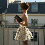 Gemma Vintage Polka Dot Strapless Mini Dress
