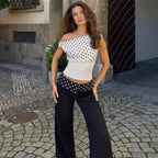Maelys Polka Dot One-Shoulder Top