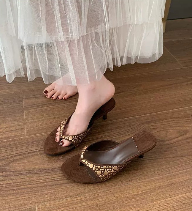 Tessa Studded Open-Toe Heeled Mules