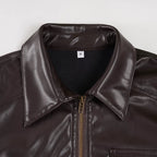 Ember Cropped Faux Leather Bomber Jacket