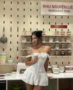 White Eyelet Corset Mini Dress