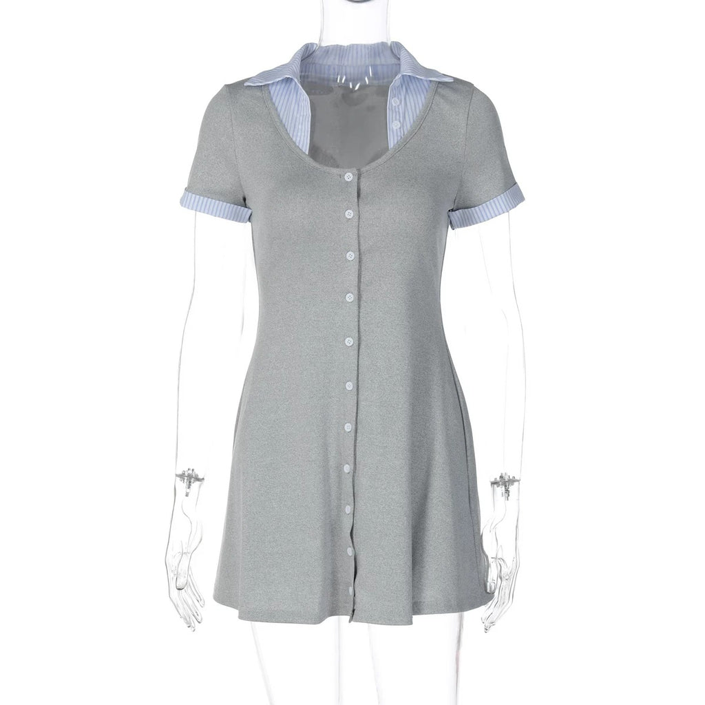 Lanthe Layered Collar Button Mini Dress