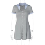 Lanthe Layered Collar Button Mini Dress