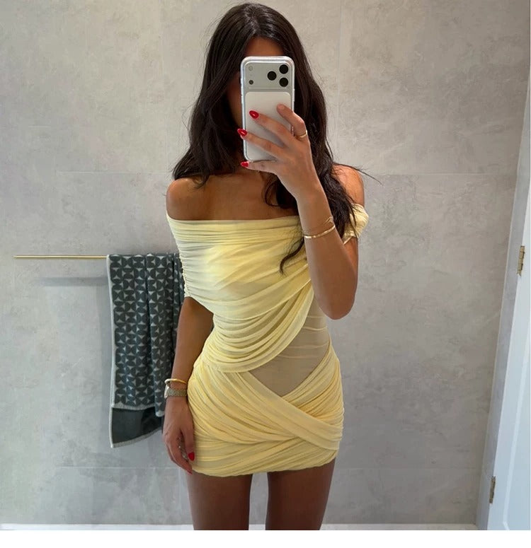 Romy Draped Off-Shoulder Mini Dress