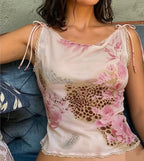 Zinnia Pink Leopard Cowl-Neck Camis