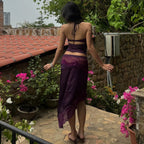 Elara Lace Trim Halter Top & Asymmetrical Skirt Set