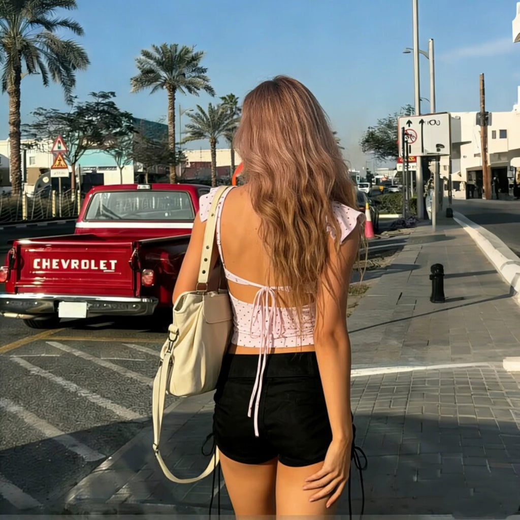 Riko Ruffle Tie Front Crop Top
