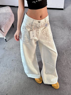 Livia Vintage Embroidered Wide-Leg Jeans