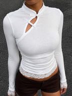 Etta Lace-Trim Cutout Top