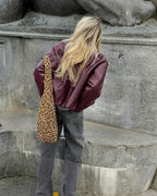 Geneva Faux Leather Bomber Jacket