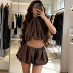 Fallon Mocha Cloud Halter Two-Piece Set