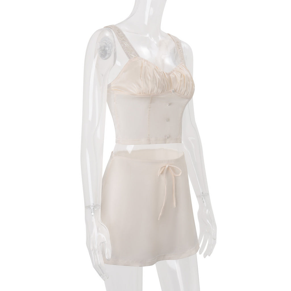Satin Corset Top & Mini Skirt Set
