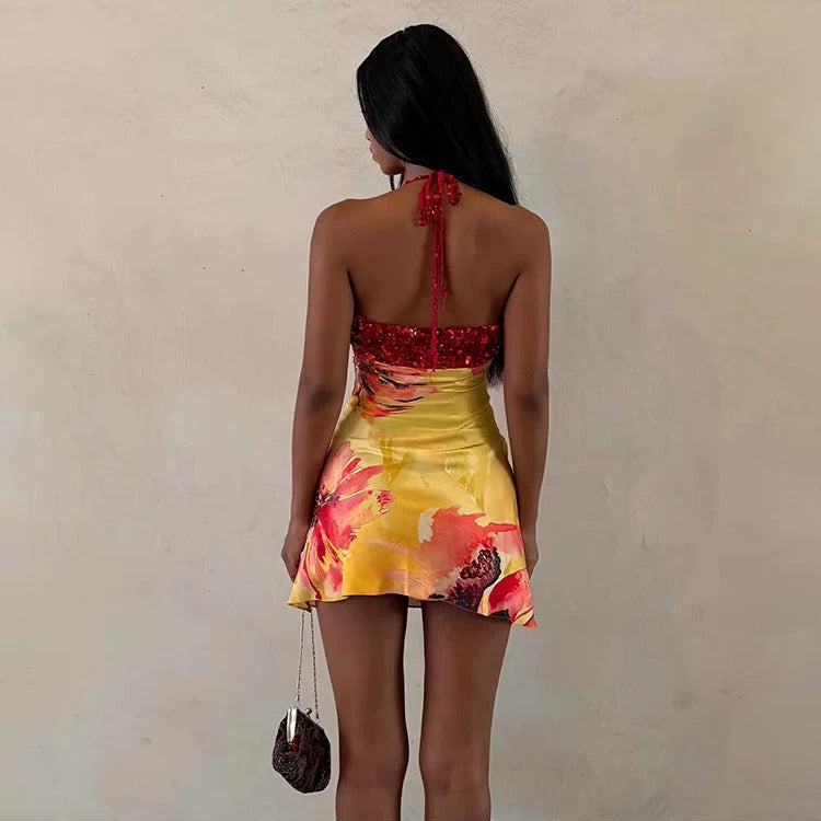 Riley Sequin Floral Mini Dress