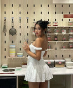 White Eyelet Corset Mini Dress