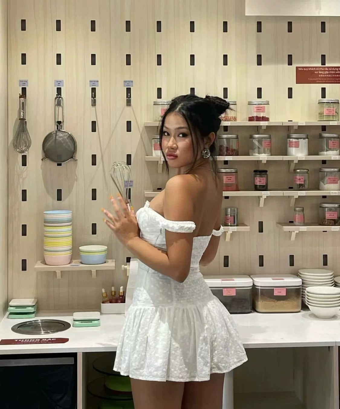 White Eyelet Corset Mini Dress