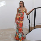 Tropical Print Top & Maxi Skirt Set