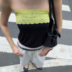 Reese Black Strapless Lace Trim Top