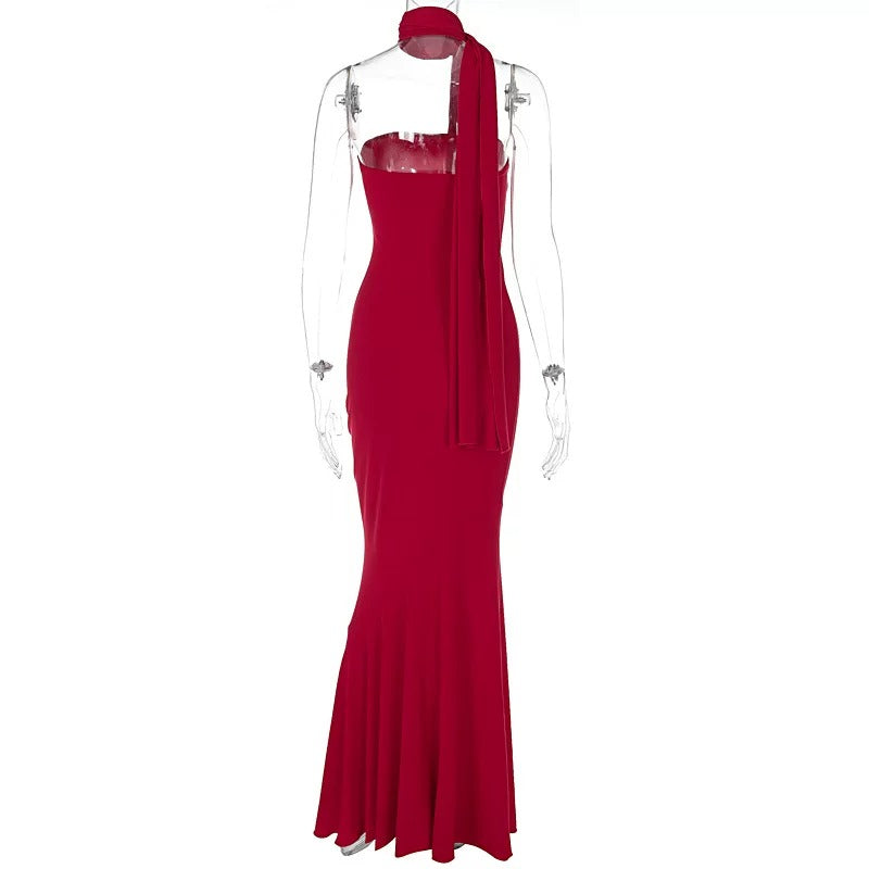 Parisa Sculpt Halter Maxi Dress