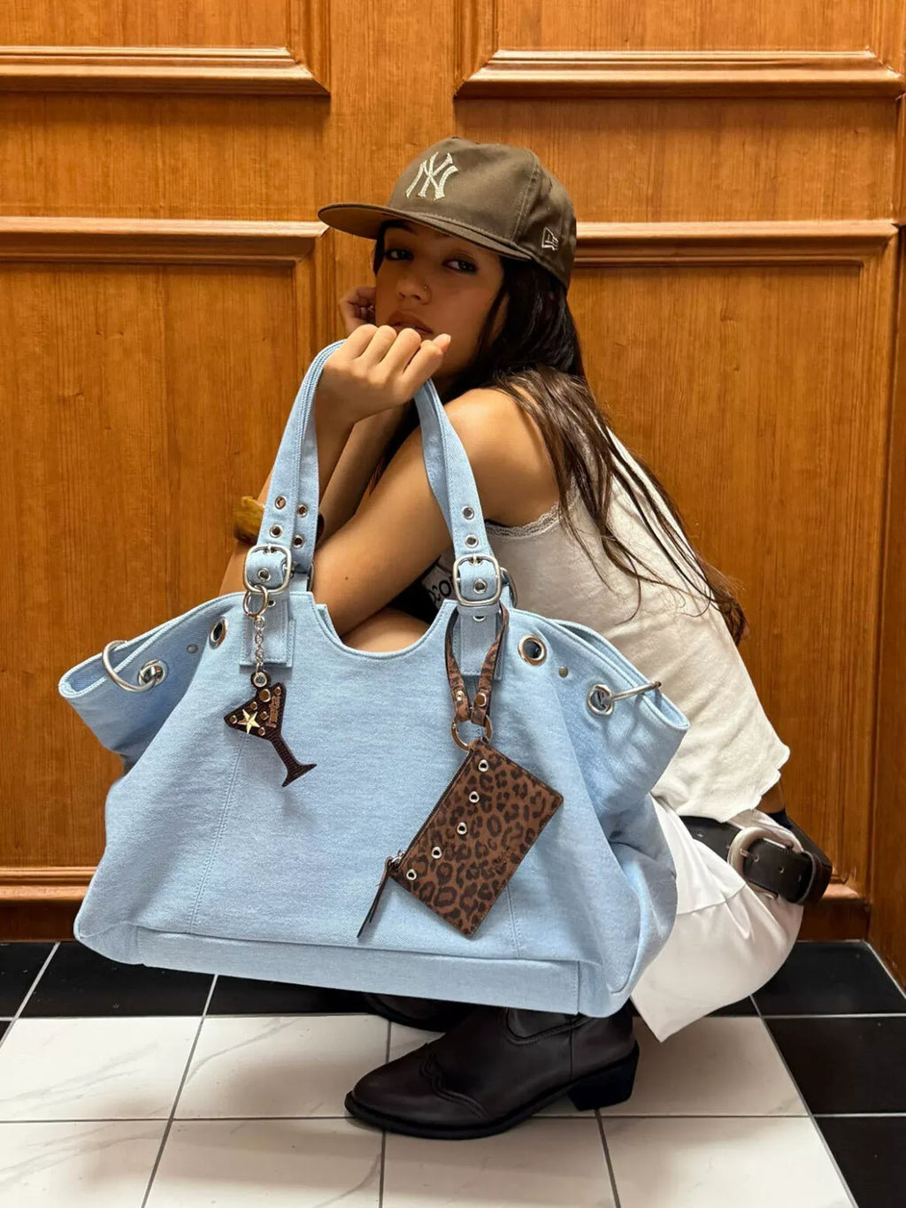 Maeve Buckle Detail Oversized Shoulder Bag