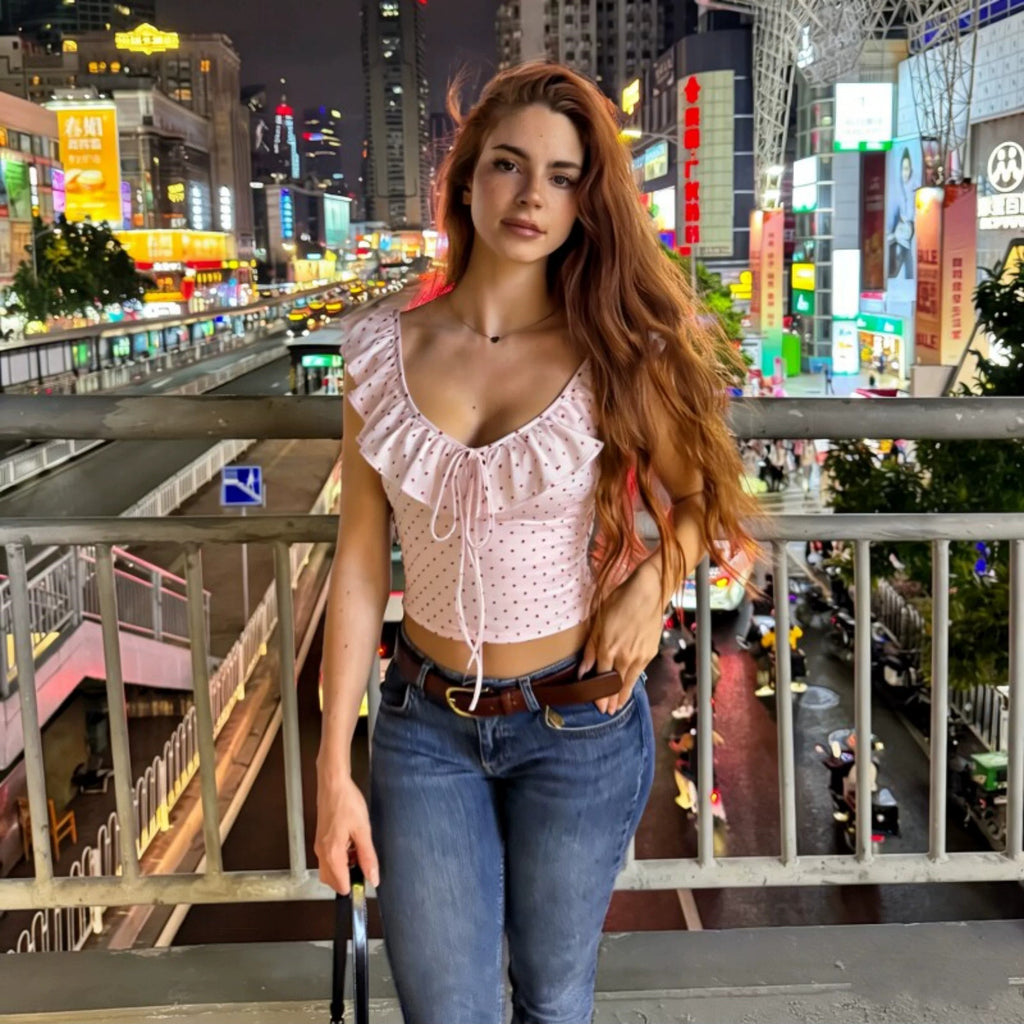 Riko Ruffle Tie Front Crop Top