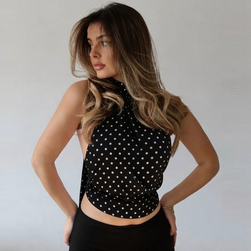 Polka Dot Halter Scarf Top