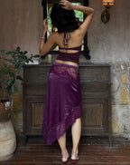 Elara Lace Trim Halter Top & Asymmetrical Skirt Set