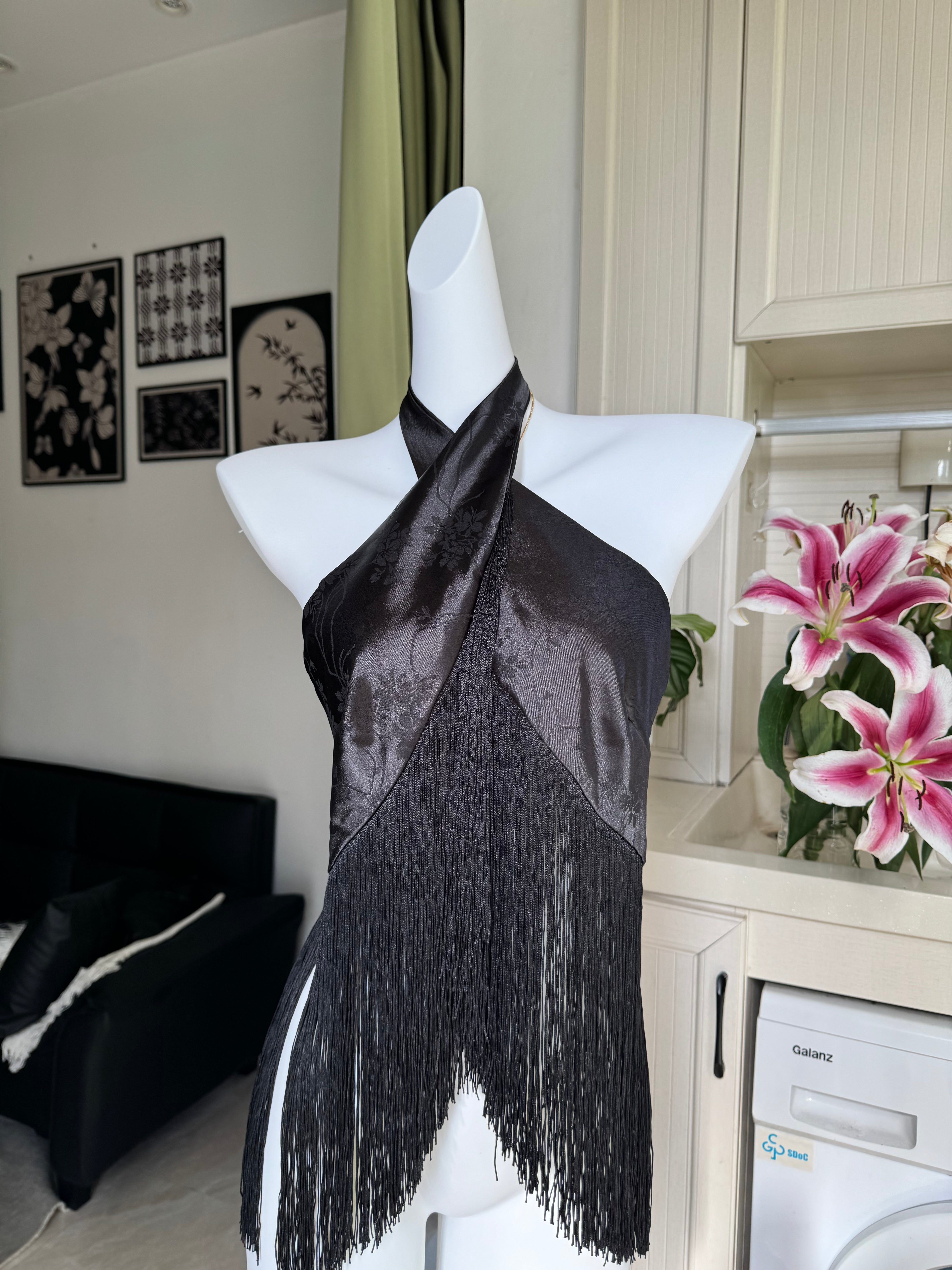 Freya Ivory Satin Fringe Halter Top