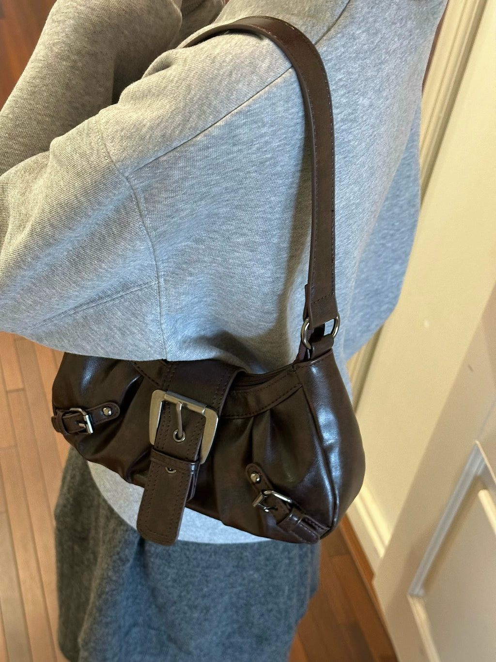 Haven Vintage Buckle Ruched Shoulder Bag