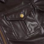 Ember Cropped Faux Leather Bomber Jacket