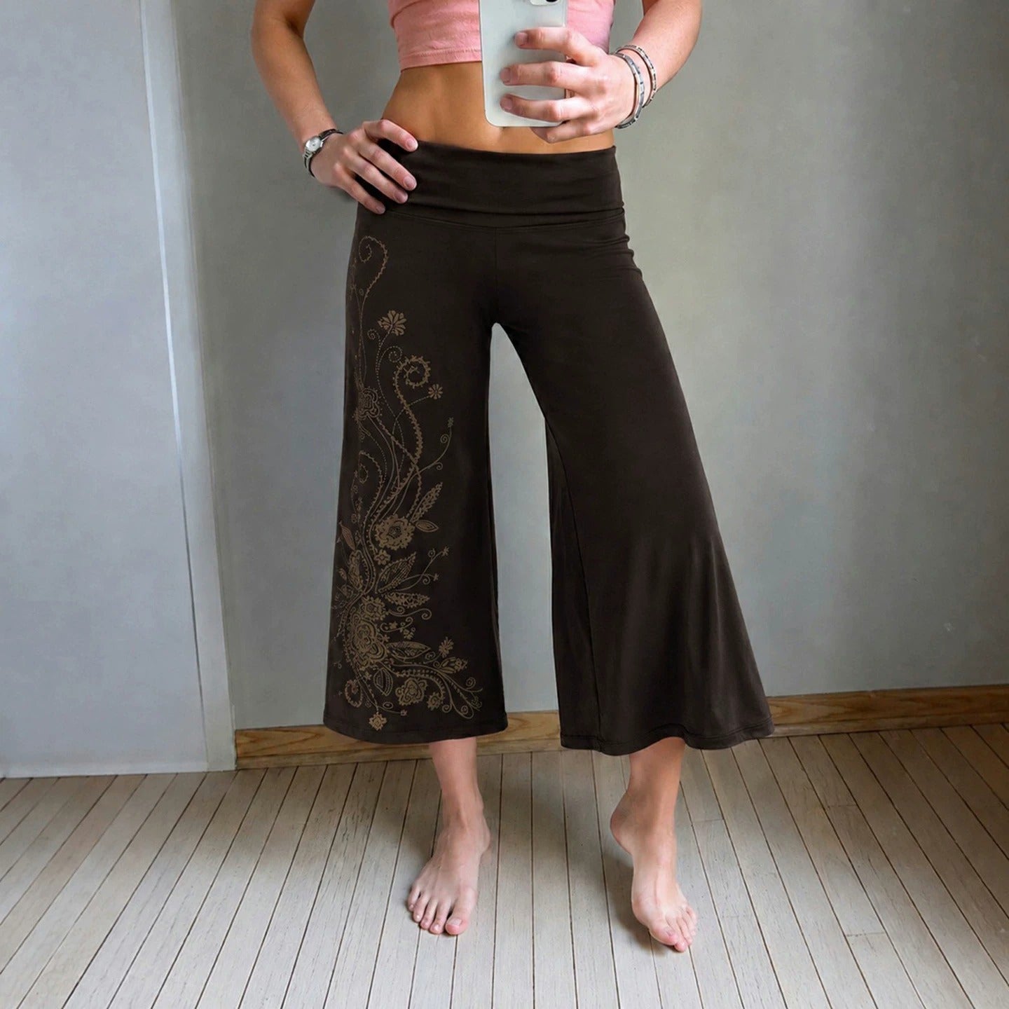 Seren Vintage Embroidered Wide-Leg Pants