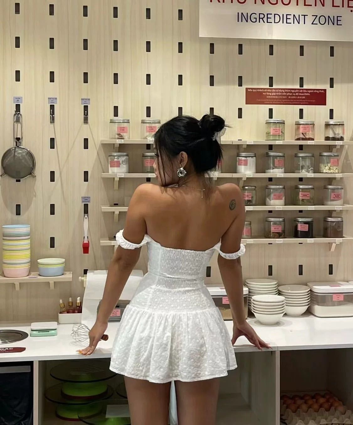 White Eyelet Corset Mini Dress