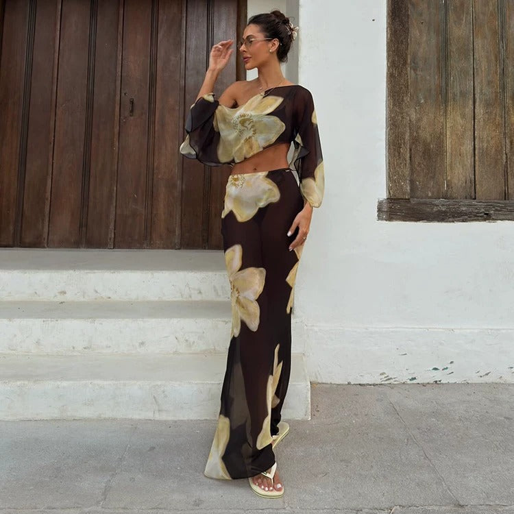 Peyton Midnight Bloom Sheer Maxi Set
