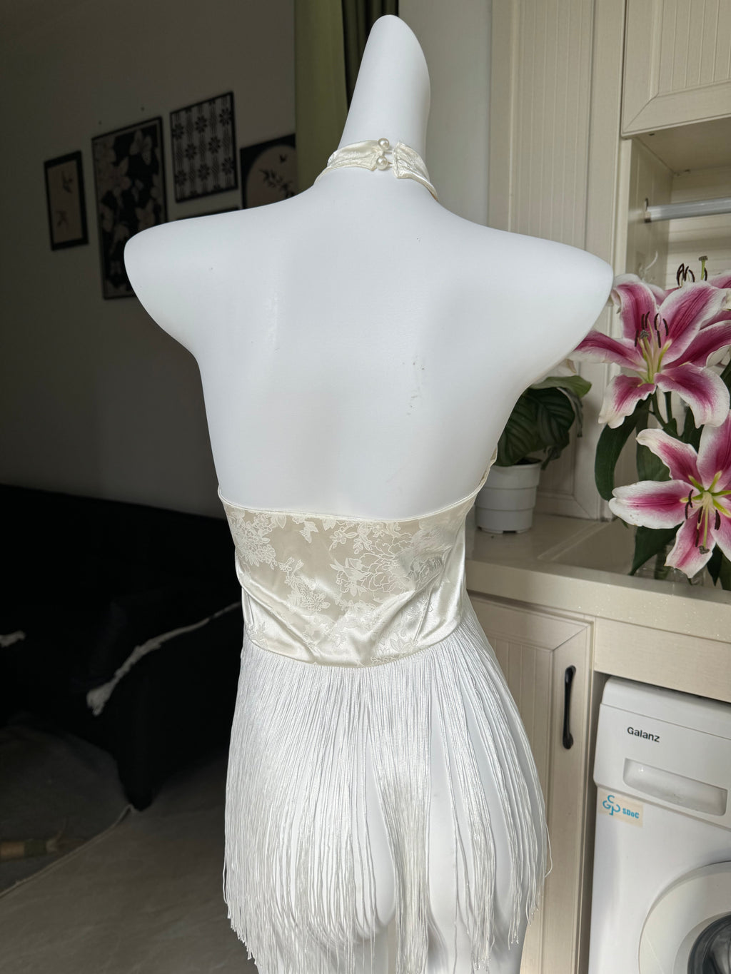 Freya Ivory Satin Fringe Halter Top