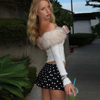 Faux Fur Trim Off-Shoulder Top