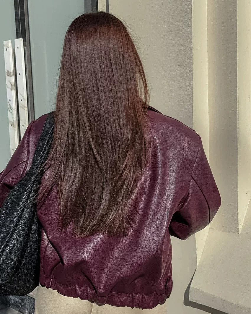 Geneva Faux Leather Bomber Jacket