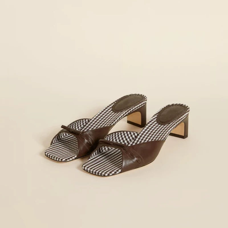 Reverie Retro Gingham Bow Mules