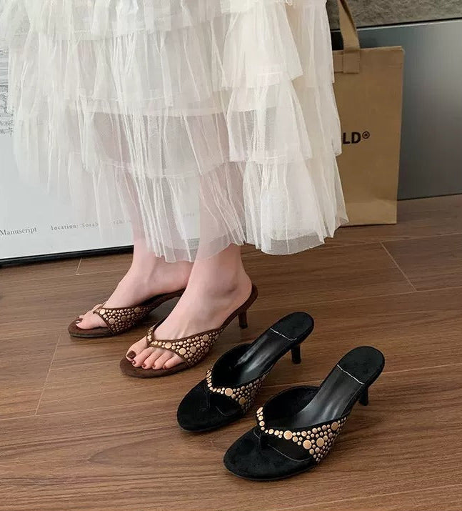 Tessa Studded Open-Toe Heeled Mules