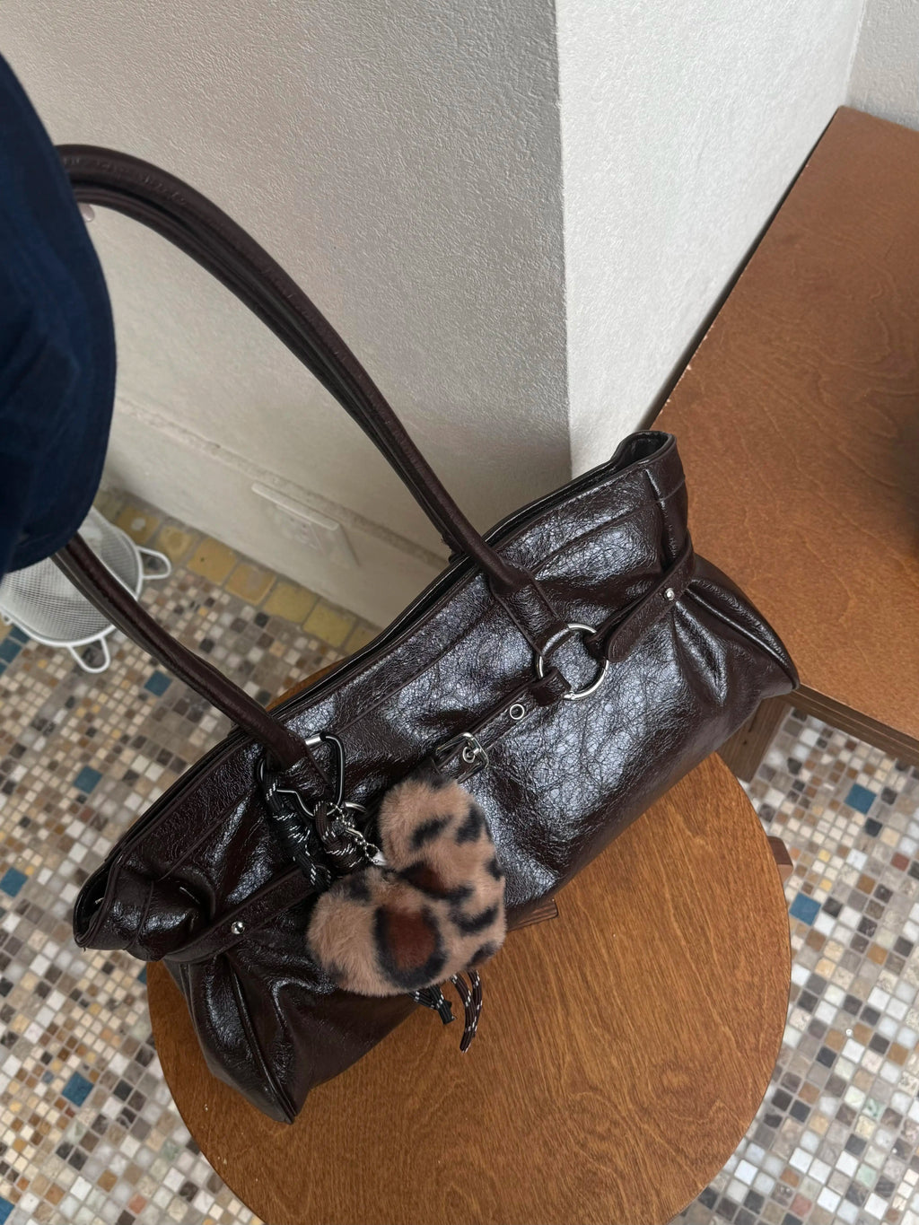 Cecily Vintage Waxed Leather Buckle Tote Bag