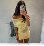 Romy Draped Off-Shoulder Mini Dress