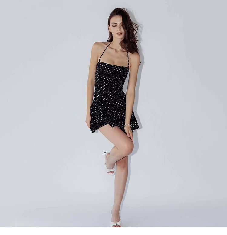 Marlowe Polka Dot Flared Mini Dress