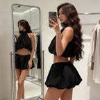 Fallon Mocha Cloud Halter Two-Piece Set