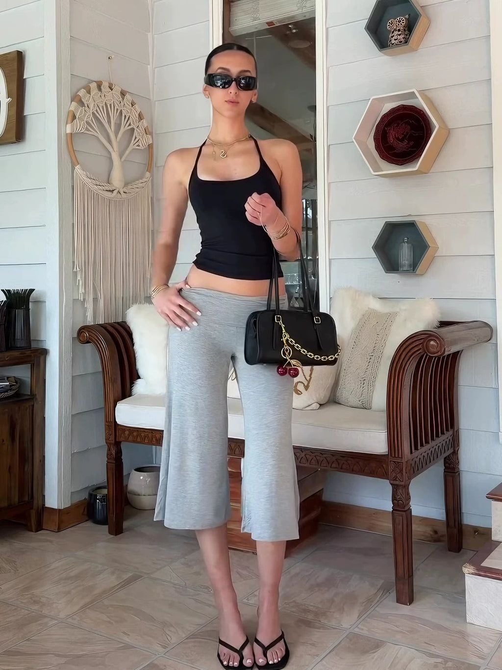 Gwen Halter Top & Foldover Capri Pants Set