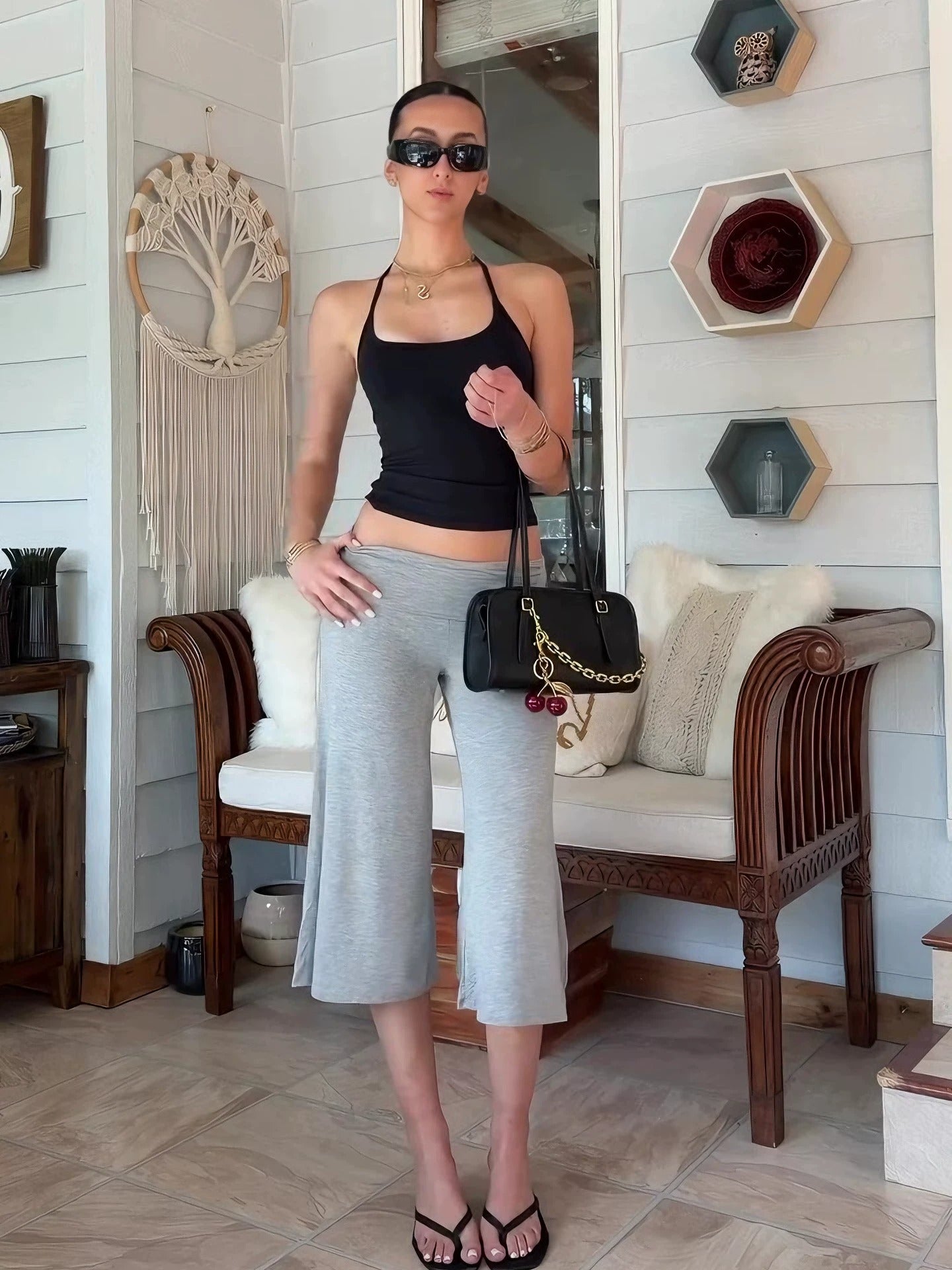 Gwen Halter Top & Foldover Capri Pants Set