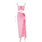 Vanya Draped Rose Detail Skirt Set